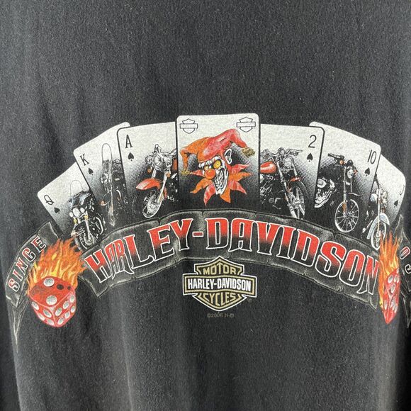 Vintage Y2K 2006 Harley-Davidson Dice Cards Flame Sleeves T-Shirt 2X California - Picture 3 of 8